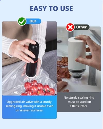 AIRMSEN Handheld Vacuum Sealer with 11 PCS Reusable Sous Vide Bags and 2 PCS Vacuum Wine Sealer, Compact Vacuum Sealer Machine for Food Storage 8
