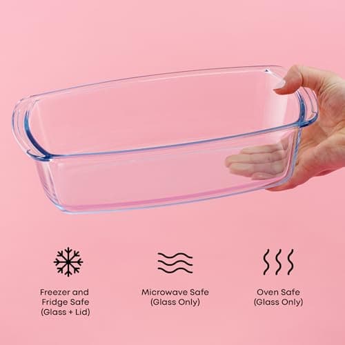 JoyJolt 3pc Loaf Pans for Baking Bread with Lids Baking Set. 1.9 Quart, Large Rectangular Baking Dish With Lid. Oven Pan, Banana Bread Pan, Lasagna Pan Deep with Lid, Bread Saver Container Airtight 5