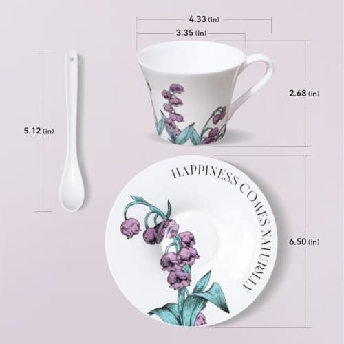 Tea Cup Set With 2 Tea Cups 2 Saucers And 2 Spoon 7 OZ Espresso Coffee Mug Vintage Creativetea Teacup And Saucer Set For Coffee,Tea,Latte, Cappuccino 5