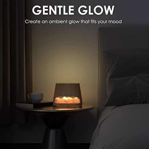 SALKING 2-in-1 Ultrasonic Essential Oil Diffuser & Himalayan Salt Lamp, Aromatherapy Diffuser Cool Mist Humidifier with Auto Off Function, 100% Pure Himalayan Pink Salt Rock, 150ml (Wooden Grain) 5