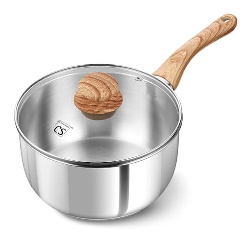 1 Quart Saucepan with Lid, 1QT Stainless Steel Saucepan with Heat-resistant Bakelite Handle, Small Sauce Pan, Sauce Pan with Lid, Stainless Steel Pot 1QT, Induction Compatible