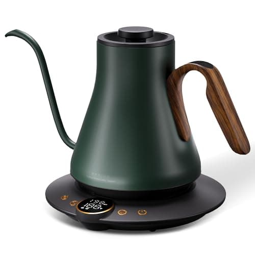 Cocinare Barista Collection Gooseneck Electric Kettle, ±1℉ Precise Temperature Control for Pour-Over Coffee & Tea, Quick Heating 1500W, Stainless Steel Interior, 0.9L (Delacroix Green)