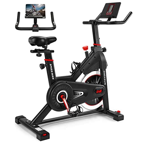 DMASUN Exercise Bike, Magnetic Resistance Stationary Bike, Indoor Cycling Bike with Comfortable Seat Cushion, Digital Display with Pulse, Pad Holder (2023 Upgraded)