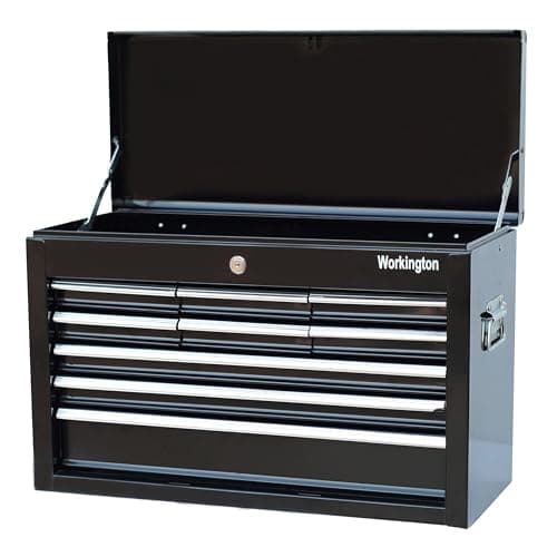 Workington Portable Metal Tool Chest with 9 Drawers, 24" 9-Drawer Tool Chest Cabinet with Ball Bearing Drawer Slides, Steel Tool Storage Box Organizer 4006 Black