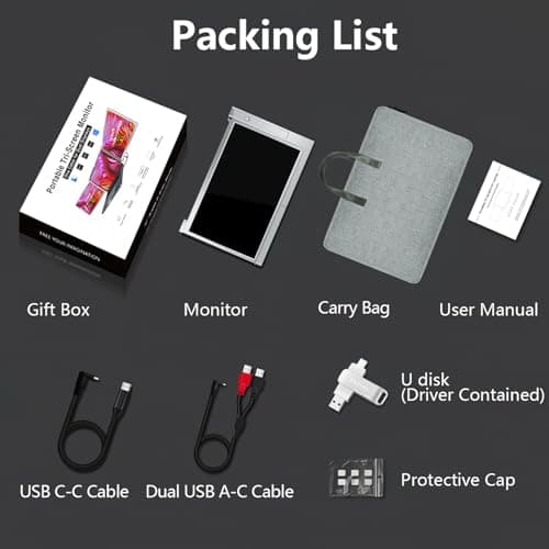 MNN 14" Triple Portable Monitor, FHD 1080P IPS Laptop Monitor Extender Full Function Type-C/HDMI Ports, Foldable Dual Screen Extender for 13.3’’-17.3" Compatible with Windows, Mac 9