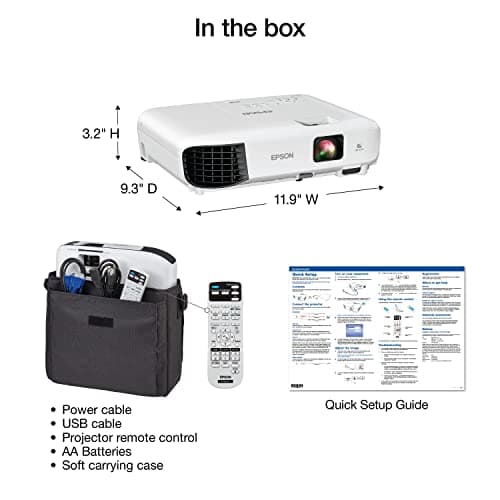 Epson EX3280 3-Chip 3LCD XGA Projector 3600 lumens for both color and white brightness, HDMI, Built-in Speaker, 15,000:1 Contrast Ratio (Renewed) 5