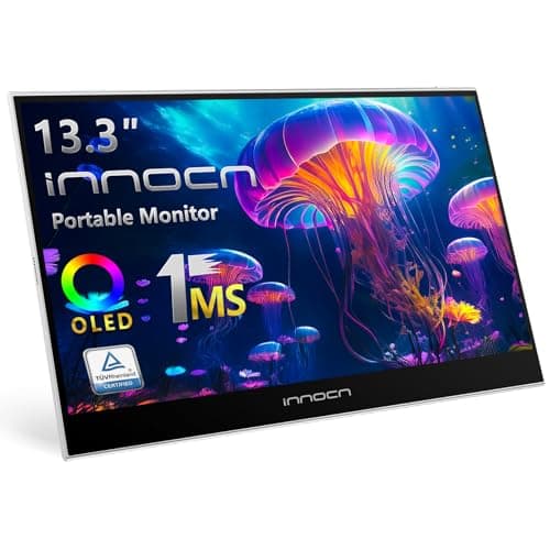 INNOCN Portable Monitor 13.3" OLED Full HD 1080P 100% DCI-P3 1MS 100000:1 USB C Plug Play Second Computer Display Mini HDMI Travel Monitor Photo Video Editing for Laptop MacBook PC Console 13K1F
