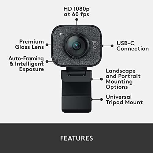 Logitech StreamCam Premium Webcam for Streaming and Content Creation, Full HD 1080p 60 fps, Works with Microsoft Teams, Google Meet, Zoom, Nintendo Switch 2’s new GameChat mode, for PC/Mac – Graphite 6
