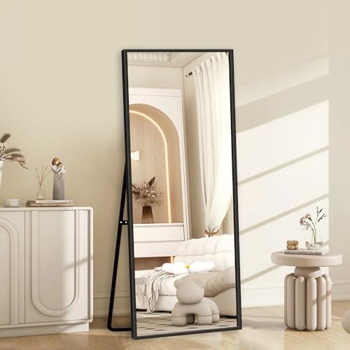 GlasFlength Full Length Mirror with Stand - 56" x 19" Aluminum Alloy Frame Full Body Mirror, Standing Hanging or Leaning Wall Floor Mirror for Bedroom Living Room Dressing Room, Black 7
