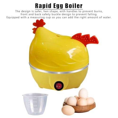 Chicken-shaped Egg Boiler - Electric Egg Poacher, Electric Egg Cooker, Rapid Egg Boiler, Multifunctional Egg Steamer | Auto Shut Off Design, 7-Egg Capacity, Adorable Kitchen Gadget (Yellow) 8