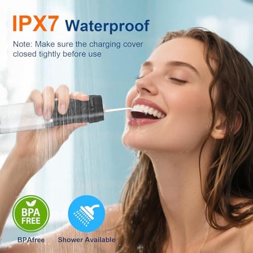 GOLDANT 2026 New Portable Water Flosser for Teeth, 4 Modes & 4 Intensity Levels, Mini Small Design with Exquisite Travel Case, Removable Tank, IPX7 Waterproof, Cordless Dental Oral Irrigator (Black) 8