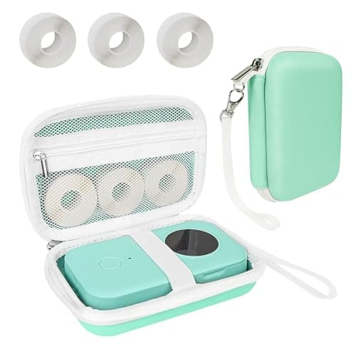 Teyomi Case Compatible with Phomemo D30 D35, for Phomemo D30 Label Maker with 3 Roll Label Tape(Label Paper 1/2" x 1 1/2" (12mm X 40mm))-Hard Shell Storage Bag-Green