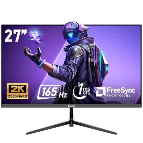 Gawfolk 27 inch 2K QHD(2560×1440) PC Screen, 165Hz Gaming Monitor, 1ms Without Bezel, FreeSync,98% sRGB, 178° Wide Viewing Angle,Display 1.4、Port HDMI2.0, Wall Mount Compatible 75 * 75MM- Black