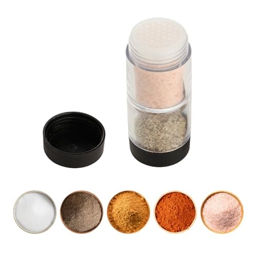 Sunmei Salt and Pepper Shakers Moisture Proof Set, 2-in-1 Portable Spice Shaker with Airtight Lid, Perfect for Camping Kitchen, Travel, Car Camping, RV, Outdoors, Backpack, BBQ Picnic, Lunch Boxes