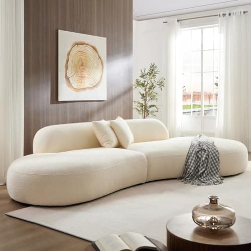 YOPENG 135.4" Curved Sofa Luxury Couch for Living Room, Modern Beige Sectional Sofas, Oversized Boucle Couches with Chaise, Deep Couch, Comfy Minimalist Sofa for Home Office Apartment, Right Facing 8