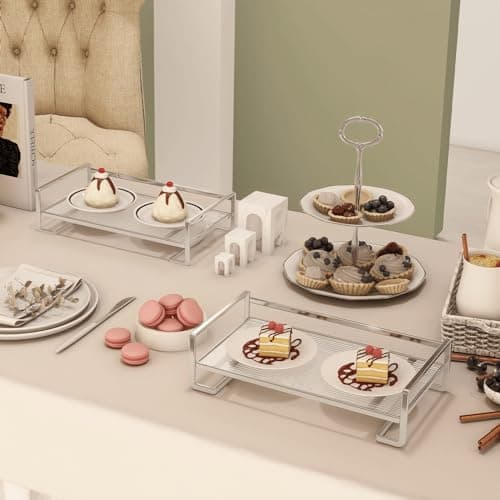 YIWANFW Bathroom Counter Tray- Silver Vanity Trays for Bedroom Dresser Top Organizer for Makeup Perfume Cosmetics Skincare Cologne, Decorative Tray Bathroom Organizers and Storage Toilet Tank Tray 9