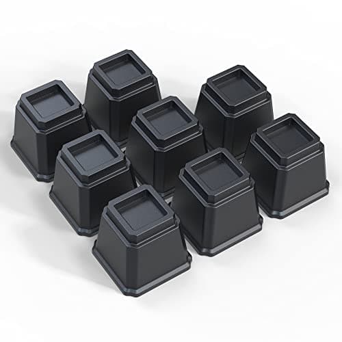 Ahasolid Bed Risers 5 Inch Heavy Duty, Furniture Risers for Bed Frame, Couch, Desk, Chair, Lifts Up to 3,500 lb, Set of 8, Black
