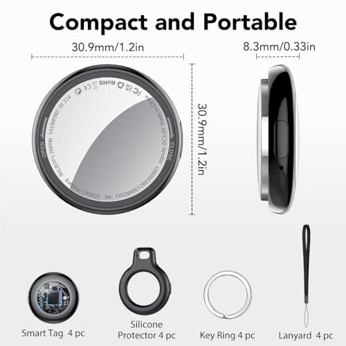 2026 New [Apple MFi Certified] Air Tracker Tags-4 Pack (iOS Only), Tukio Bluetooth Tracker for Apple Find My, Replaceable Battery, Key Finder and Item Locator Smart Tag for Keys, Bag, Luggage and More 7