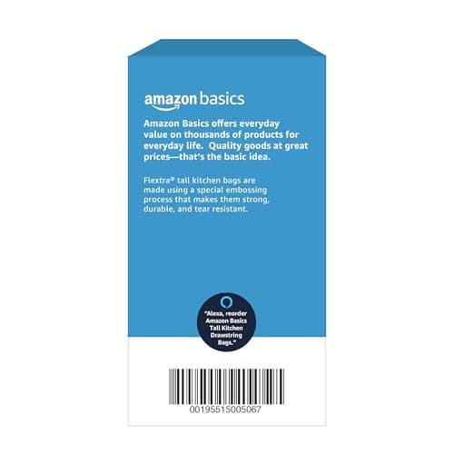 Amazon Basics Flextra Strength Tall Kitchen Drawstring Trash Bags, Fresh Scent, Tear Resistant, 13 Gallon, 90 Count 6