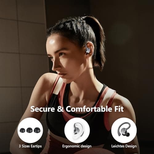 sprtoybat Wireless Earbuds, 2026 New Bluetooth 5.4 Headphones Sport Earphones with 68Hrs Playtime LED Display ENC Noise Cancelling Mic, IPX7 Waterproof Over Ear Ear Buds with Hook for Sports/Running 9