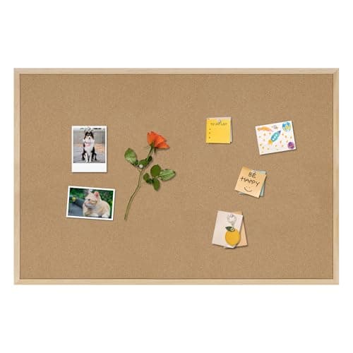 DAHAPYBOO Cork Board Bulletin Board,36x24 Cork Board for Office with Pin Oak Wood Boards,Message Board or Vision Board Decoration.