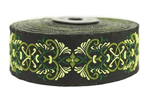 10.9 Yards 1.37 inch Celtic Knot Green Jacquard Ribbon Trim Embroidered Sewing Band Woven Border 35976