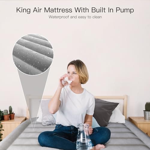 Lavisx King Air Mattress 20 Inches High King Air Bed Mattress with Built in Pump 1 Button to Start Inflate Deflate 3 Mins Fast Self Inflating Air Mattress Suitable Indoor Outdoor 7