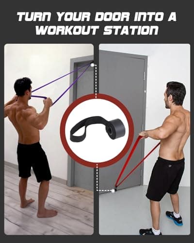 Fitense Resistance Bands Set - Pull Up Bands with 6 Resistance Levels 15-170 LBS for Men Women, Exercise Bands with Door Anchor, Training Poster & Pouch for Body Stretching, Pull Up Assist 6