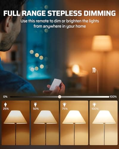 DEWENWILS Wireless Dimmer Plug for Indoor Home Lighting, Remote Control Dimmer Switch, 100FT Range, Plug-in Lamp Dimmer Switch for Dimmable LED/Tungsten Bulbs, ETL Listed,White 2