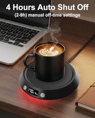 Kepwam Coffee Mug Warmer - 50W Electric Coffee Warmer for Desk 3 Temp Settings & 2-9 Timer Smart Cup Warmer for Desk Candle Warmer Plate with LED Lights Beverage Tea Milk Warmer for Home & Office 3
