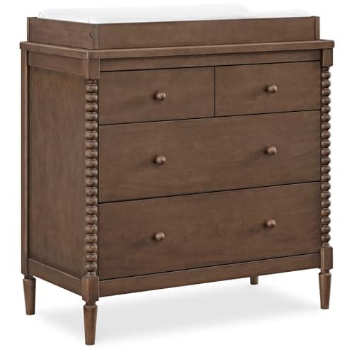 Delta Children Saint 4 Drawer Dresser with Changing Top and Interlocking Drawers, Teak Brown 7