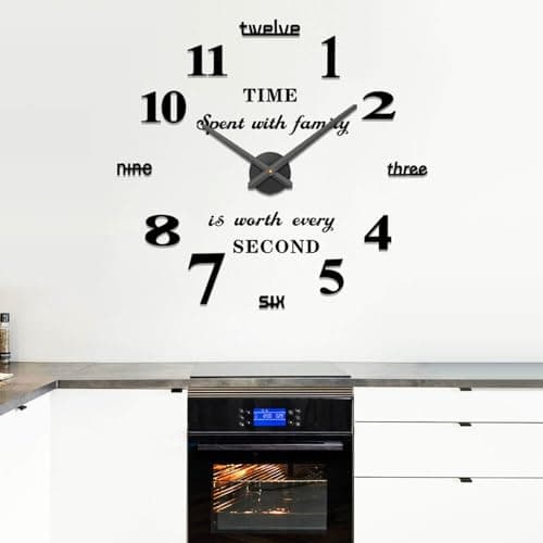 VANGOLD Large DIY Wall Clock Modern 3D Wall Clock with Mirror Numbers Stickers for Living Room Office Decorations Gift 8
