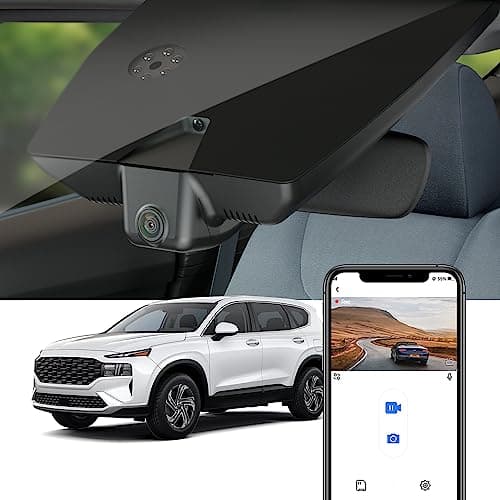 Fitcamx 4K Dash Cam Suitable for Hyundai Santa Fe 2021-2023 (Part No#S1500 S2500) with Auto-Dimming, OEM Look, UHD 2160P Video, Built-in WiFi & APP, Loop Recording, G-Sensor, Plug& Play, 64GB Card