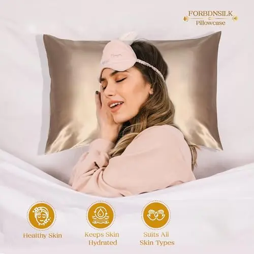 FORBDNSILK 100% Pure Mulberry Silk Pillowcase | Luxury 30 Momme 6a Grade for Ultimate Hair and Skin Care | Hidden Zipper | Mesh Bag Included | (White, Standard) 9