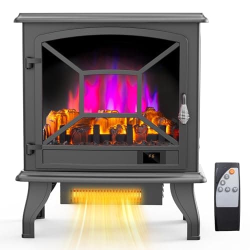 Bonnlo 23" W Electric Fireplace Stove, 1500W Portable Freestanding Fireplace Heater w/Remote, Timer, 3D Flame, Overheat & Tip-Over Protections, Suit for Bedroom, Living Room, CSA Approved