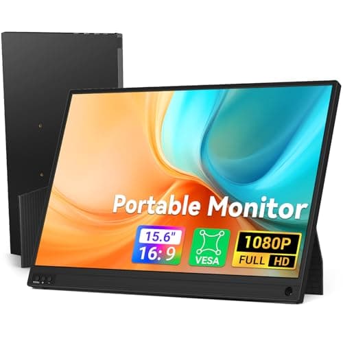 HotYeah Portable Travel Monitor, 15.6-in 1080P FHD Laptop Monitor USB-C HDMI External Computer Display FreeSync IPS w/Kickstand, Extra External Screen for Laptop PC Mac Phone Tablet Switch PS5 Xbox