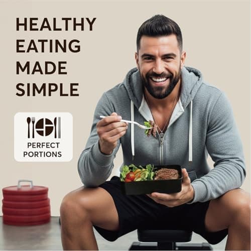 Umami Bento Box Adult All-In-1 w/4 Utensils, Big Sauce Jar, 2 Dividers, 100% Leakproof, Microwave & Dishwasher Safe Stackable Bento Lunch Box Containers for Men/Women, Black & Bamboo, 40 oz 6