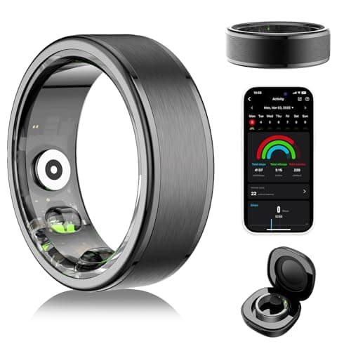 Domhong Smart Ring for Women Men - Fitness Tracker with Heart Rate/Blood Oxygen/Stress Monitor/Steps/Sleep Tracking, No App Subscription, 5ATM Waterproof Health Rings(9#)