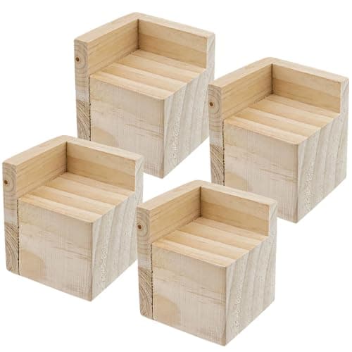 LC LICTOP Solid Pine Wood Bed Frame Riser 4Pcs, 2 Inch Rising Height, Support 880 lbs, L Shape Furniture Lifter for 4 Corner Under Bed Storage Desk Sofa Chair