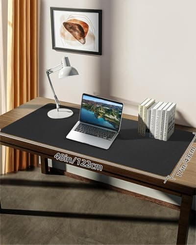 Leather Desk Pad Protector,Large Desk Mat, Mouse Pad, Non-Slip PU Leather Desk Blotter, Laptop Computer Desk Keyboard Mat, Waterproof Desk Writing Pad for Office/Home (Black, 48" x 17") 7
