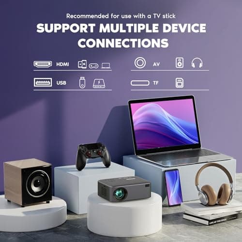 【Electric Focus】NISOO Native 1080P Projector, 4K Supported Projector with WiFi and Bluetooth, Zoom Function, Outdoor Movie for Phone/Laptop/TV Stick/DVD/USB/HDMI 7