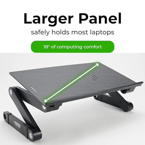 Uncaged Ergonomics WorkEZ Adjustable Laptop Stand for Desk, Laptop Stand Adjustable Height, Foldable Aluminum Cooling Computer Holder & Riser for Desk Bed, Black, XL 5