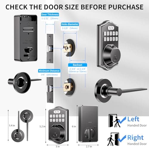 Keyless Entry Door Lock: 100 Fingerprint Capacity, 5-in-1 Smart Deadbolt with Keypad & App—12-Month Battery, Low Alert, Easy Install for Front Door 6