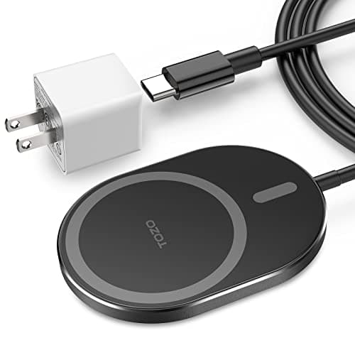 TOZO 2025 Upgraded W10 Magnets Wireless Charger, USB C Charging Station Aviation Aluminum Computer Numerical Control Fast Charging Pad Compatible for iPhone 16/15/15 Plus/15 Pro/15 Pro Max/14, Black