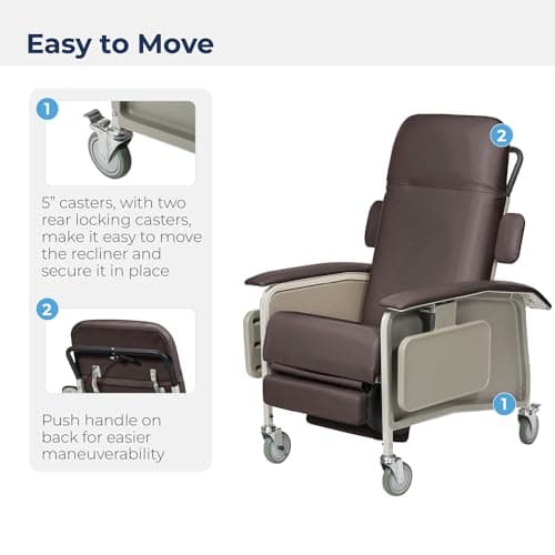 Drive Medical 4 Position Clinical Care Geri Chair Recliner, Reclining Padded Chair with Armrests, Chocolate 5