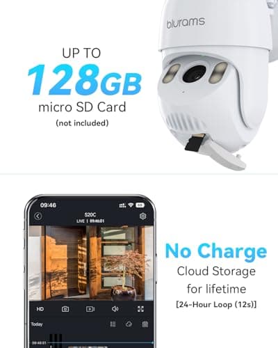 blurams 2K Outdoor Camera Wired, 5GHz/2.4GHz Wi-Fi Cameras for Home Security Outside with 360° PTZ, Color Night Vision, Motion Detection Tracking, Two-Way Audio, IP66 Weatherproof, Works with Alexa 7