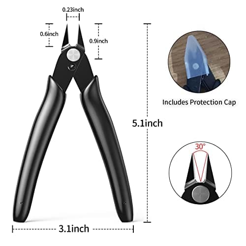 BOENFU Micro Wire Cutters 5 Inch 3d Print Snips Model Nippers Filament Zip Tie Flush Cutter for Jewelry Making, Soft Copper Wire, Crafts, Floral, Electronics, Black 6