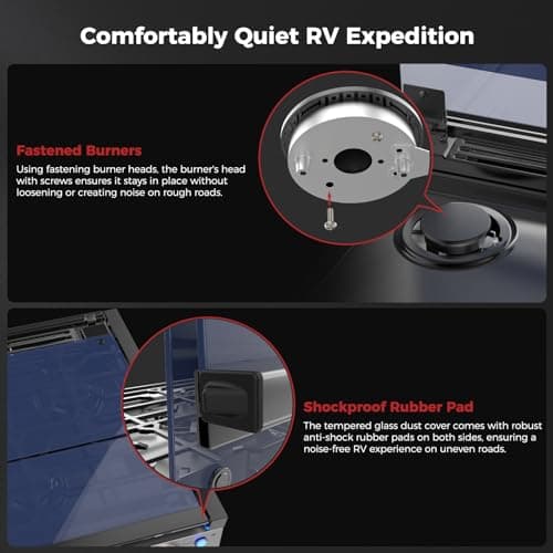 CAMPLUX Classic RV Propane Range 17 Inches, Propane Range Oven with 3 Burners Cooktop for RV, RV Propane Stove Oven Combo 28,100 BTU/Hr, Stainless Steel RGS17MSF 6