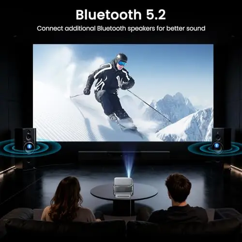 2000 ANSI Official Licensed Google TV Outdoor Projector 4K Decoding, Smart Projector with Wifi and Bluetooth, Auto Focus, Dolby Sound, Built-in Apps, HAPPRUN Indoor Home Theater with 270° Stand 8