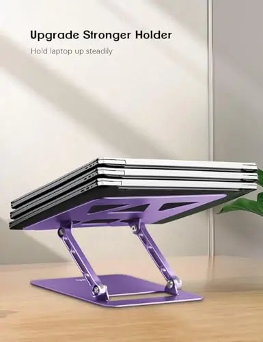 Aoviho Adjustable Laptop Stand for Desk,Portable Laptop Stand Holder and Riser,Foldable Aluminum Notebook Computer Stands for MacBook Air Pro HP Lenovo Dell Samsung Chromebook, 10-15.6 inch, Purple 5